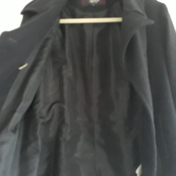 Black Wool Pea Coat w/ Scarf Size Medium/10 Petite - Picture 5 of 8